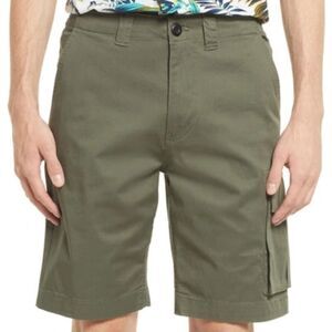 NWT SELECTED HOMME Ricko Stretch Cotton Cargo Shorts In Beetle - size L